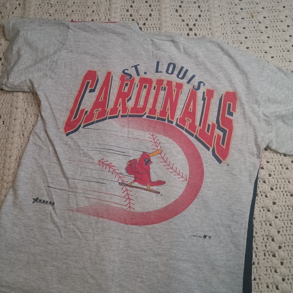 Vtg‎ Artex St. Louis Cardinals M Single Stitch Colorblock Faded Shirt Bro Fan 93